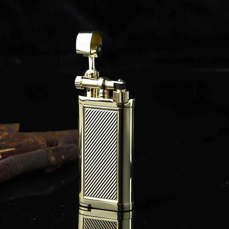 Retro Metal Butane Gas Pipe Lighter Inflatable Smoking Cigarette Lighter Vintage Gift Collection