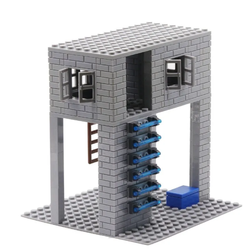 133 Piezas de Bloques de Construcción MOC DIY, Modelo de Casa Pequeña, Pared de Piedra Gris, Arquitectura de Gran Altura, Mini Kit de Construcción, Juguete Educativo para Niños