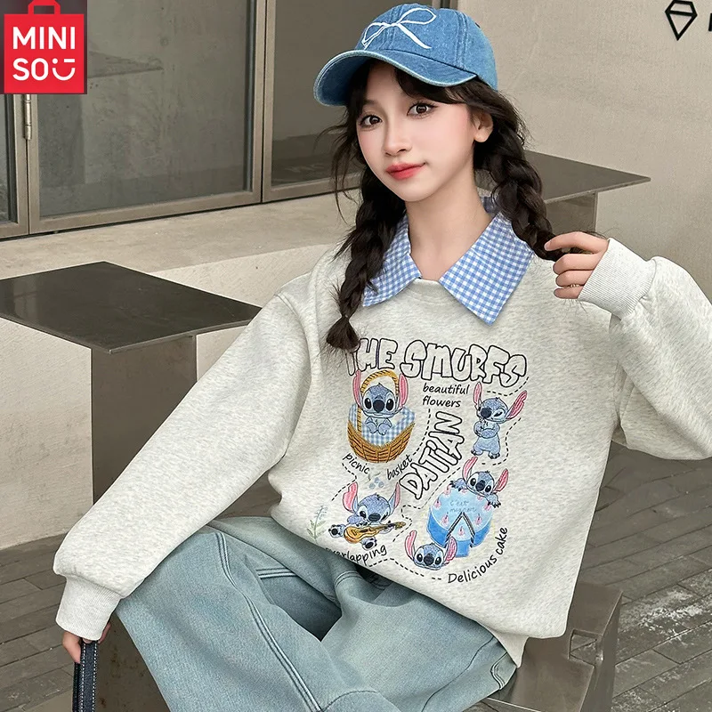 

MINISO Girls' 2025 Spring Casual Sweatshirt | Loose Fit Pullover | Cute Graphic Top for Big Kids