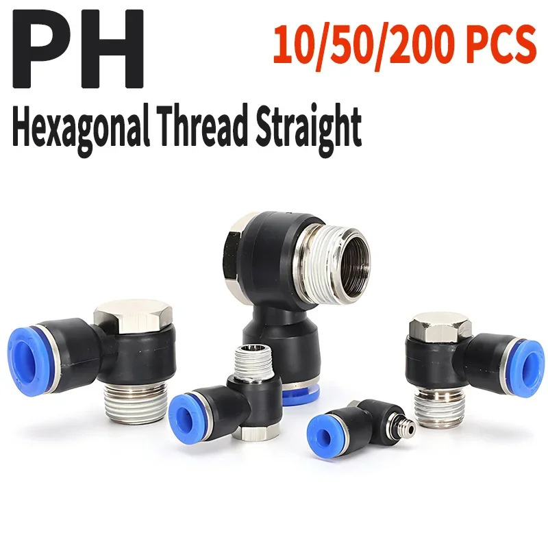 

10/50 Pcs PH Pneumatic Fitting Accessories For Air Hose Tube, 1/8 1/2 3/8 1/4 BSPT Hexagonal Thread Straight Quick Shot Coupler