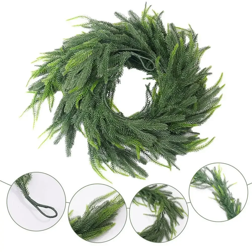 270cm Christmas Garlands Norfolk Pine Garland Artificial Faux Greenery Garland for Holiday Indoor Mantle Decor