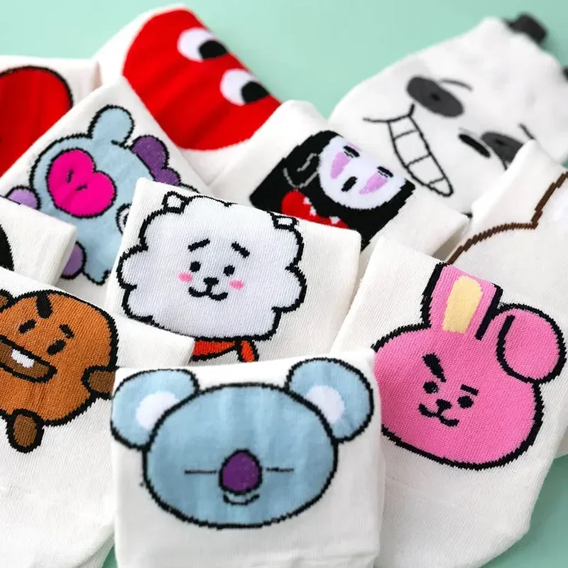 Spring and summer cartoon cute white personality three-dimensional shallow mouth short tube cartoon socks