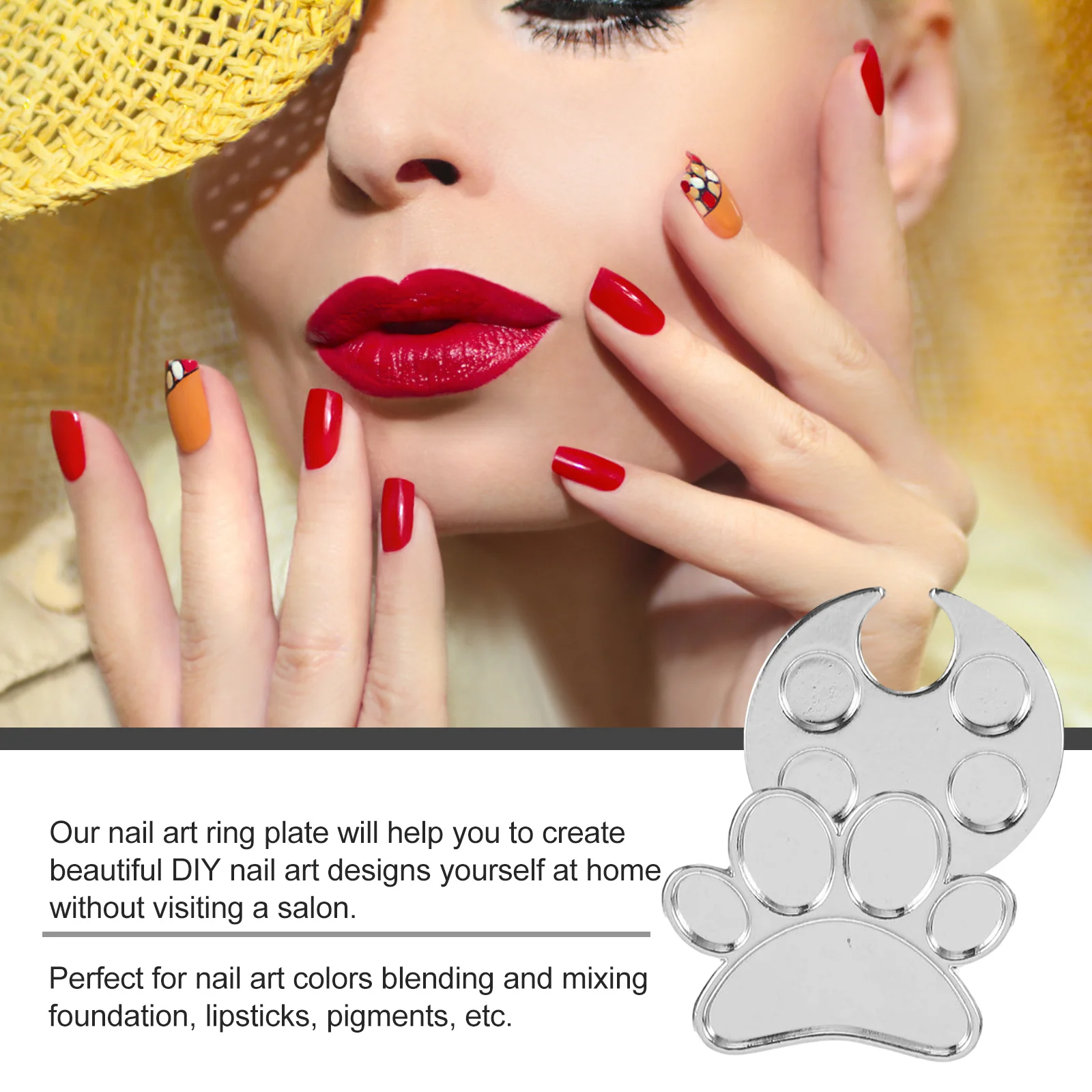 2 個ネイルペイントボードフィンガーリングパレットユニークなデザイン顔料を混合するための口紅ファンデーションネイルアートポリッシュトレイカラー