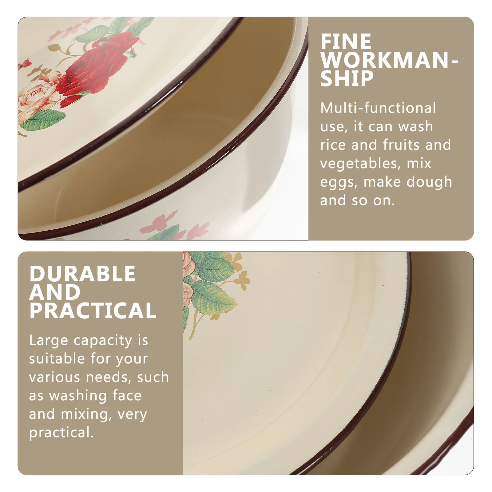 

Enamel Soup Basin Covered Bowl . Food Containers with Lids Enamelware Kitchen Supply Kneading Dough Oven for