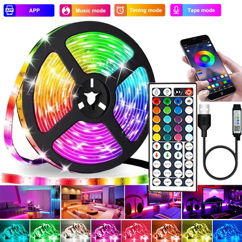 

LED Strip Lights RGB Tape LED Lights for Room Decoration Led Strip Bluetooth Music Sync Neon Lights Luces LED 10m 15m 20m 30m