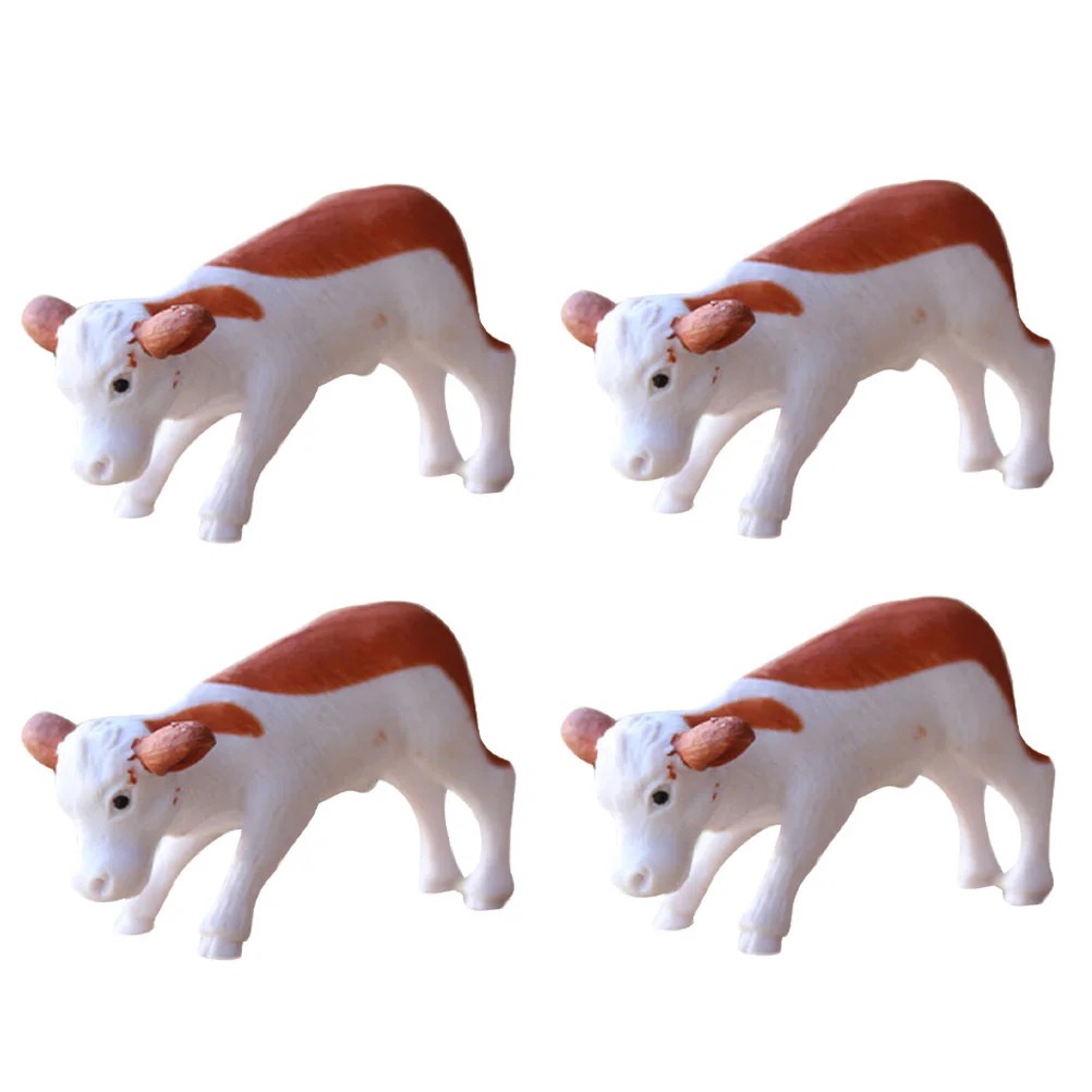 4 Pcs Cartoon Cattle Sculptures Fish Tank Landscaping Ornaments Aquarium Decorations