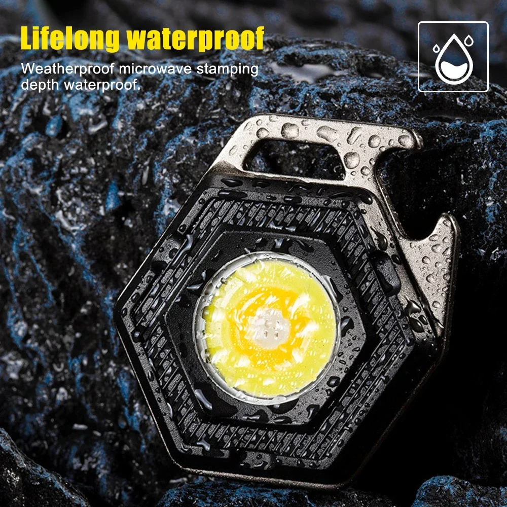 COB LED Work Light Mini Flashlight Keychain Lights USB Rechargeable Torch Pocket Emergency Light Camping Lamp