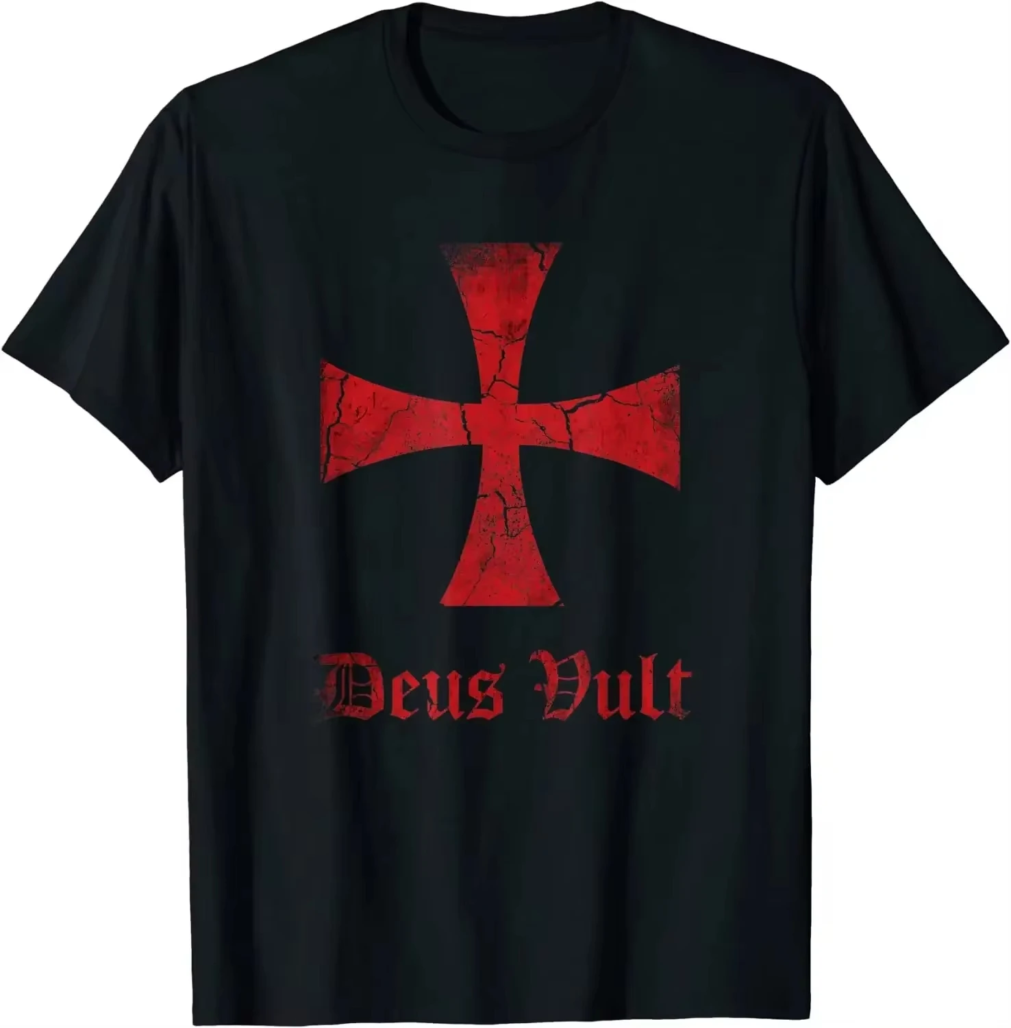 2024 Deus Vault Knight Templar Cross Printed T-shirt Everyday Loose Fashion Comfortable Unisex Short Sleeve Casual Crusader Top