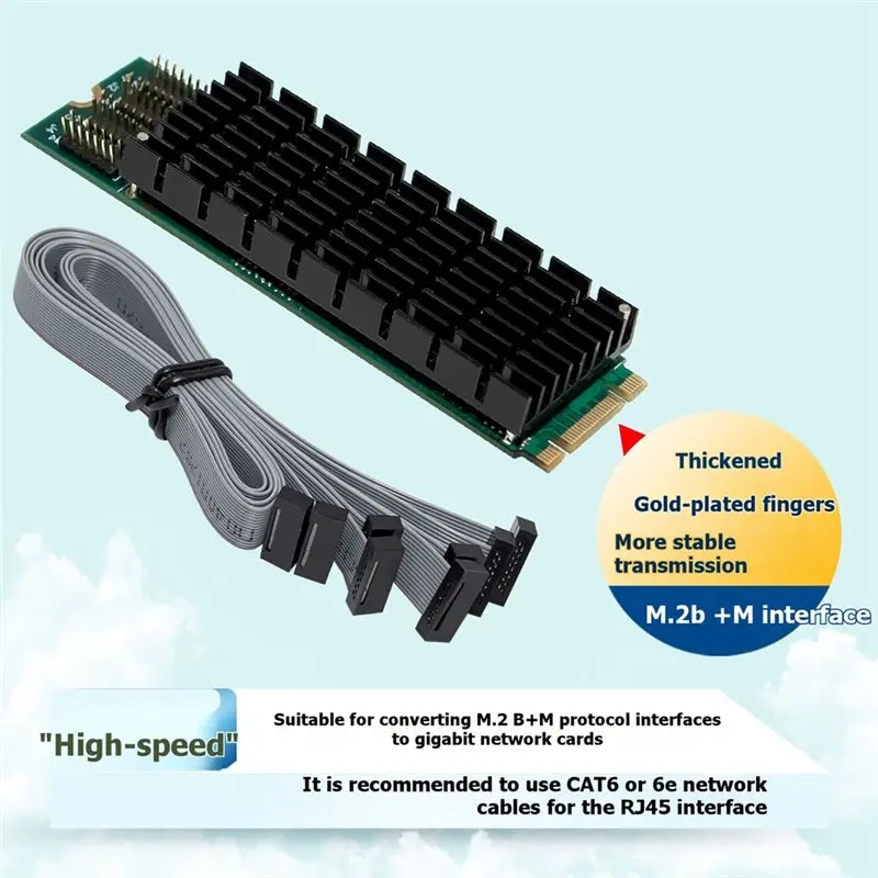 Stylish-For Desktop Pcie 1G 4 RJ45 Port M. 2 B+ M Key Network Card I350T4 Vision Acquisition RS232 Serial Port For Server
