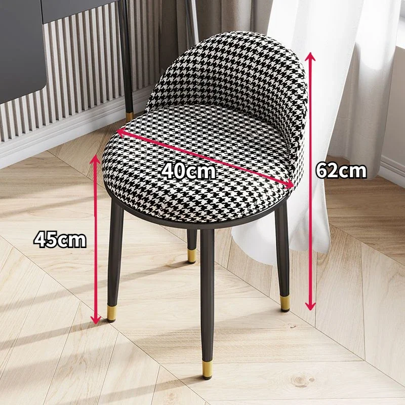 Luxury Soft Backrest Dressing Stool Modern Minimalist Makeup Chair for Bedroom Princess Vanity Ottoman Furniture