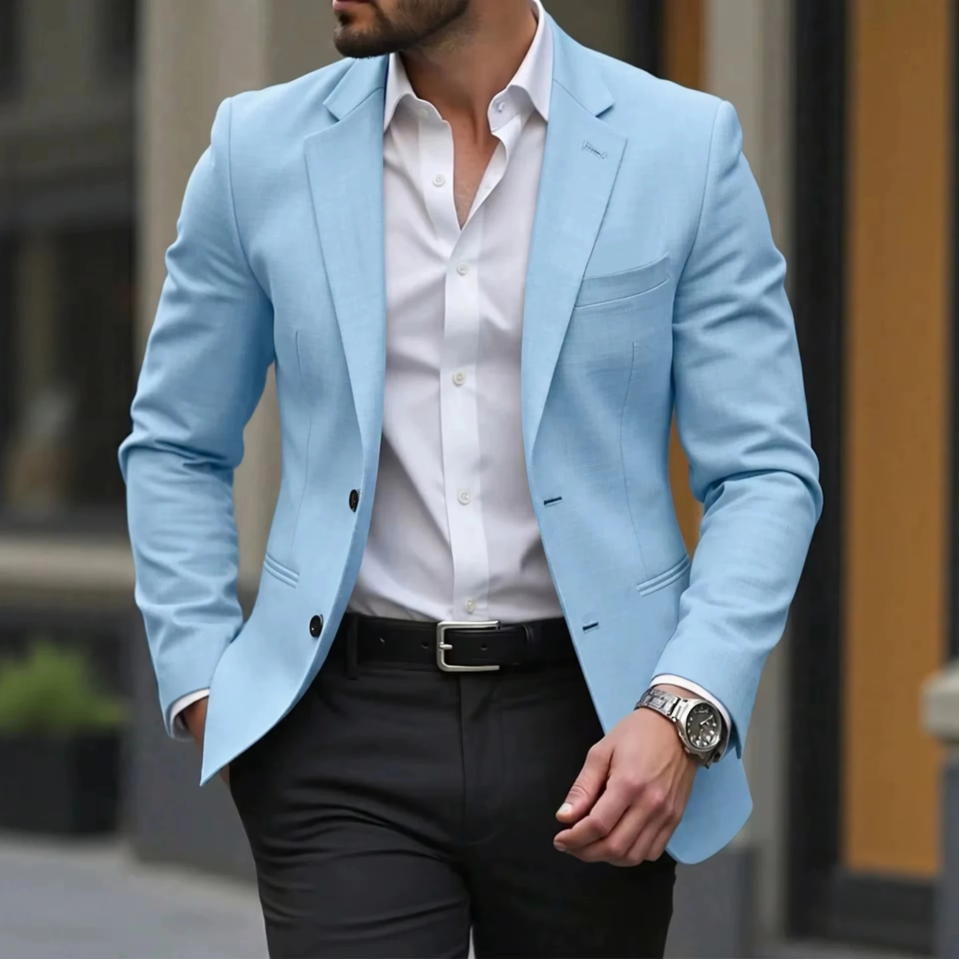Solid Suit 2 pieces Blazer For Men Wedding Slim Fit Blazer Notch Lapel Luxury Business Men Suit Jacket Tuxedo with Two Buttons