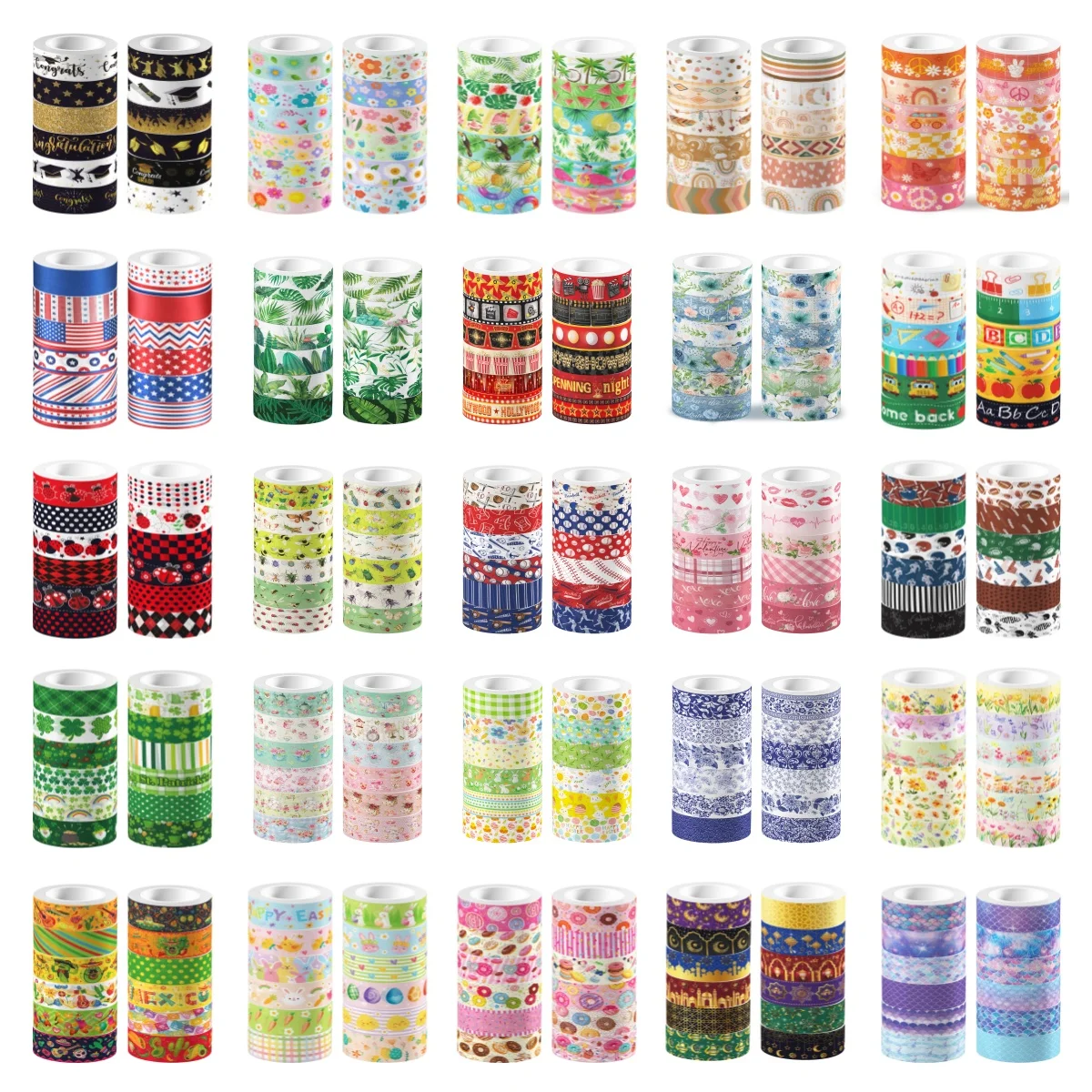 12pcs Cartoon Hawaii Flower Animals Sports  Donuts Design Washi Tapes Scrapbooking DIY Decor Creative Kawaii Masking Tapes