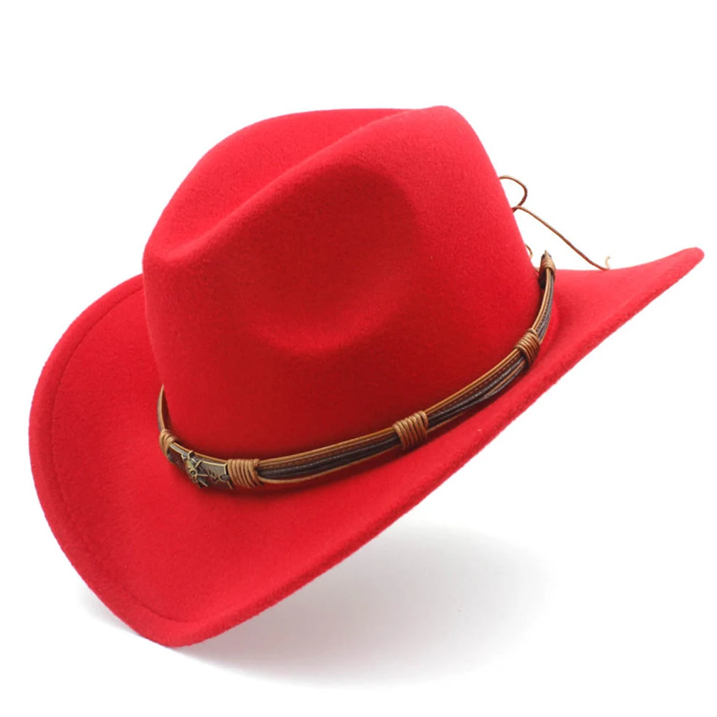 Damen Herren Cowboyhut Unisex Western Style Cowgirl Caps Fedoras mit handgefertigtem Hutband für Halloween Geburtstag Party Cosplay – Detail 12