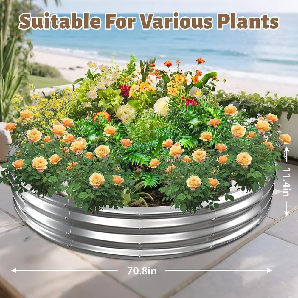 Large 6ft Diameter Galvanized Steel Fire Pit - Heavy Duty Silver Campfire Ring for Backyard & Camping