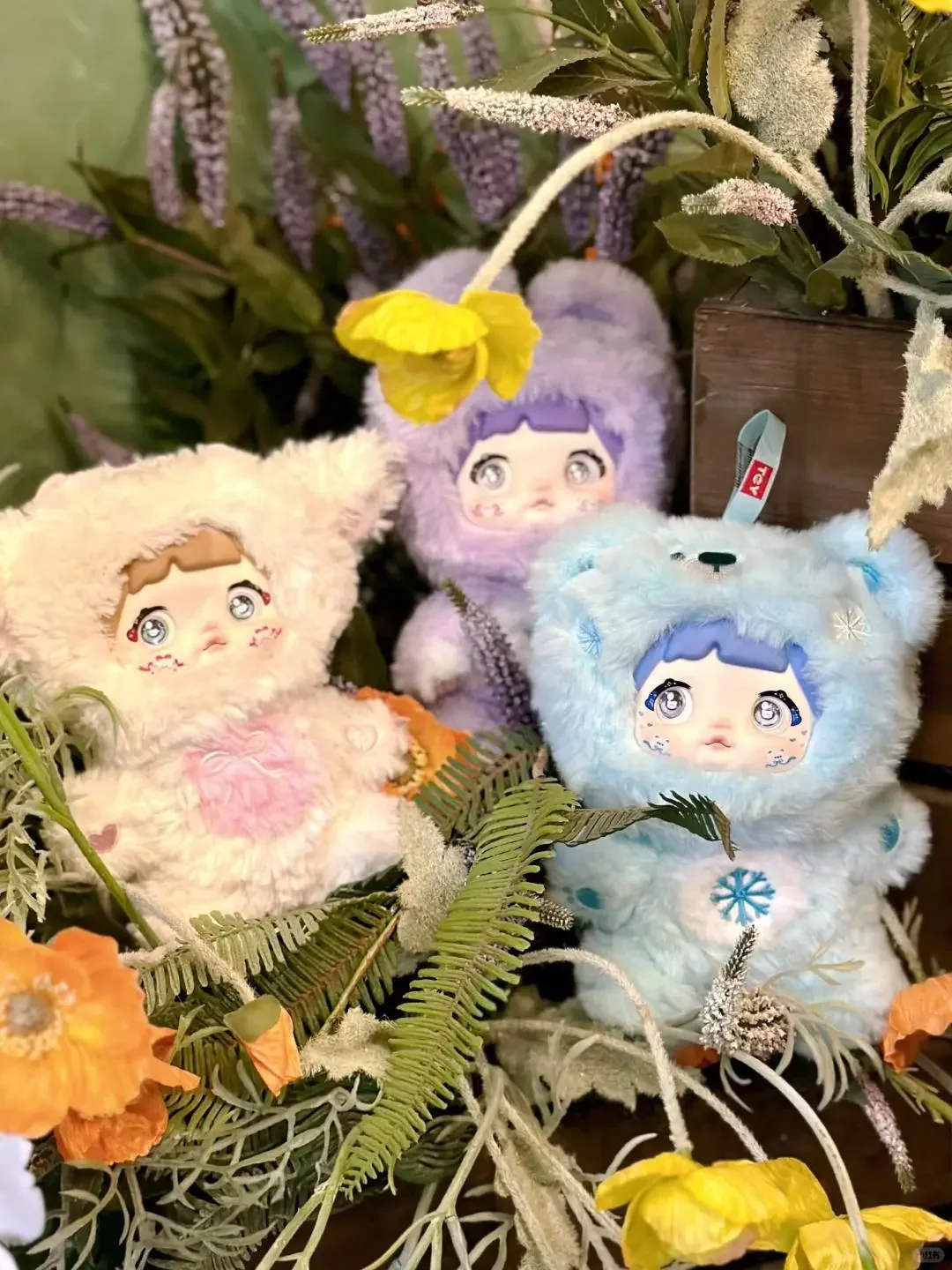 Nommi Lovelineless Never Ends Series Llavero de caja ciega de felpa con cara de vinilo, muñeca linda, dije de bolso para niñas, juguete de regalo coleccionable