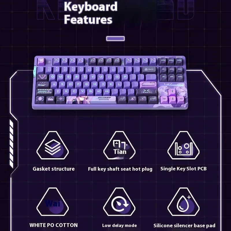 Imagem -03 - Teclado Mecânico de Jogos Três Modos Personalizado Estrutura de Junta Tecla Completa Hot-swappable Rgb Jogos Escritório Vgn-v87pro