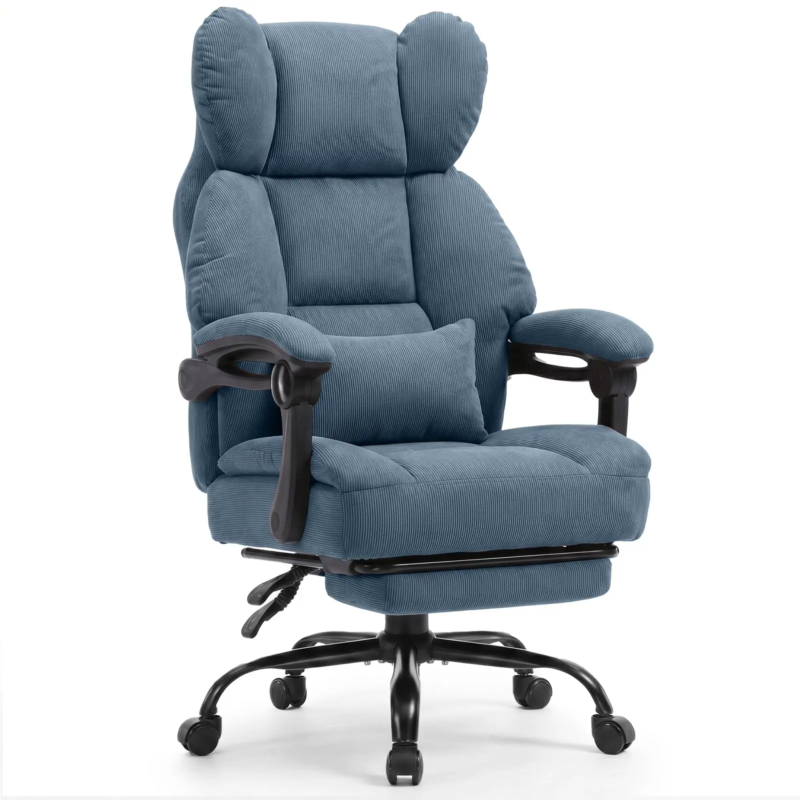 Big&Tall Ergonomic Gaming Chair, Wide Spring Seat, Linkage Armrest,Blue