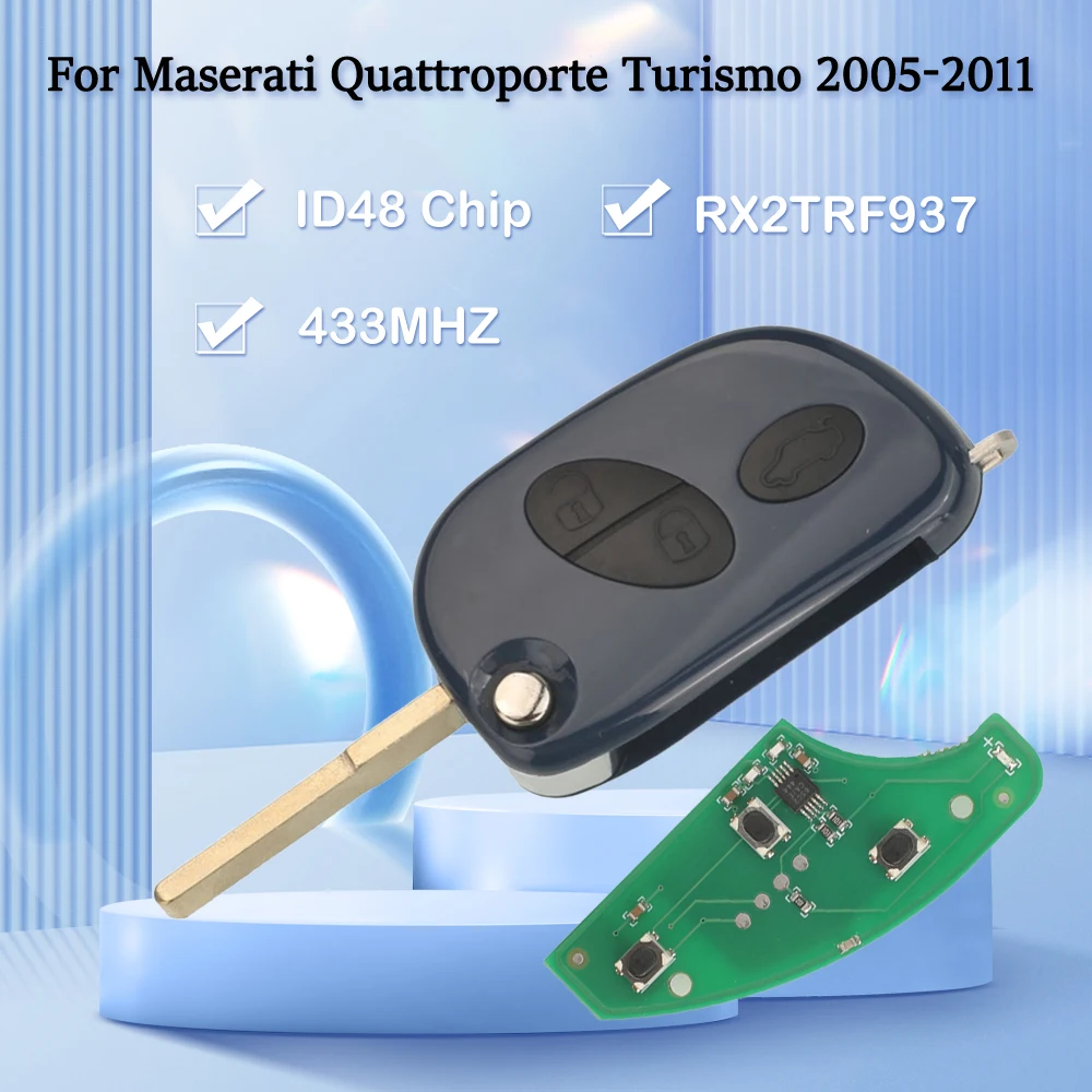 

Jingyuqin RX2TRF937 ID48 чип 433 МГц 3 кнопки складной автомобильный дистанционный брелок для Maserati Quattroporte Gran Turismo 2005-2011