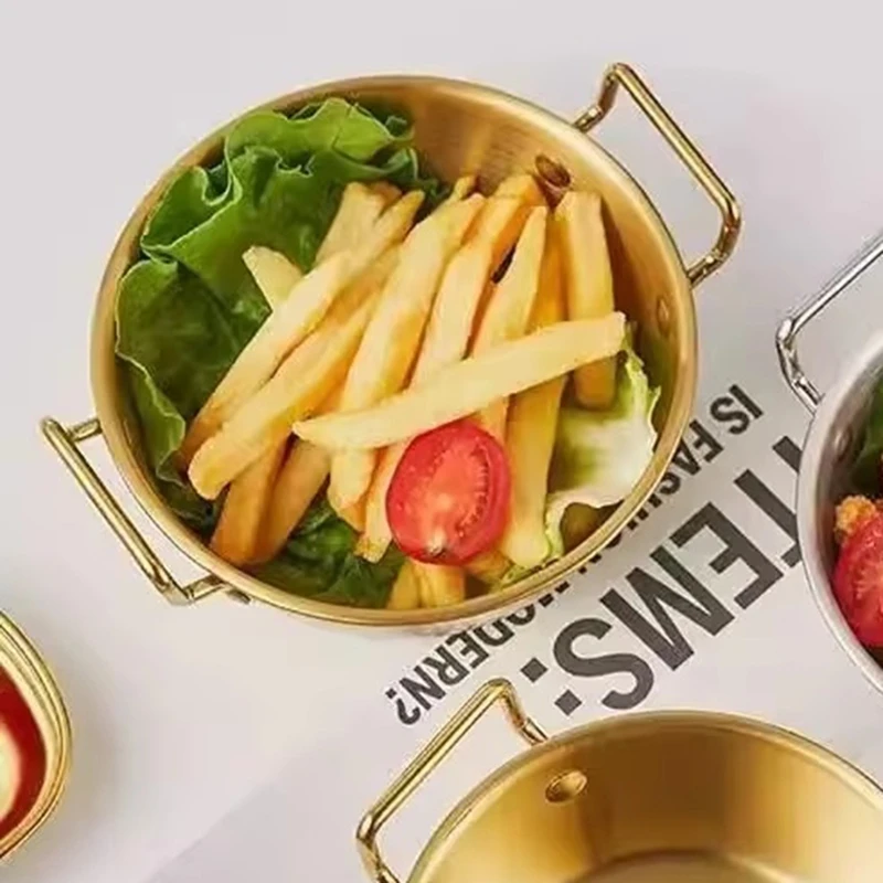 Snack Basket Round Snack Bowl With Korean Fried Chicken Pieces & Chips In Both Ears. Anti-Scalding Rice Wine Bowl