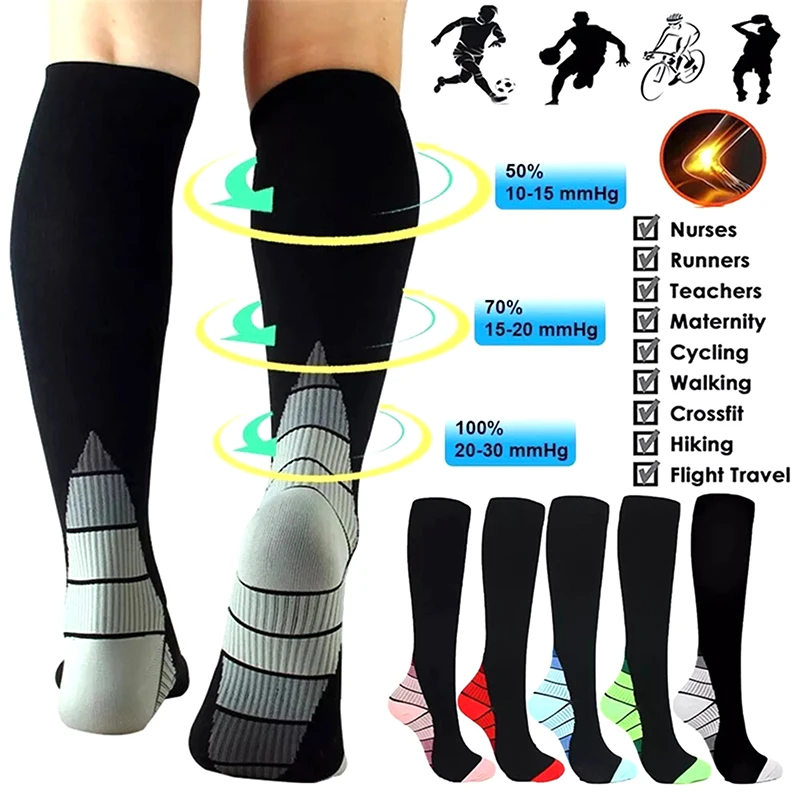 Men Professional Compression Socks Breathable Travel Activities Fit For Nurses Shin Splints Flight Travel Socks