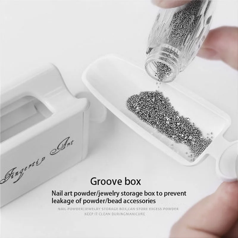 2X แบบพกพา Dipping Powder ถาดรีไซเคิลเล็บเครื่องมือ Double-Layer สะดวกเล็บเครื่องประดับเพชรผง Recovery กล่อง