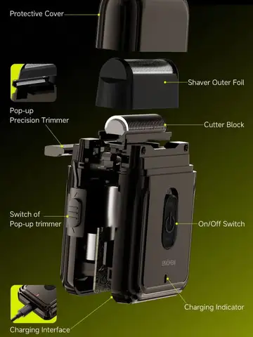 ENCHEN MS003 Compact Foil Shaver With POP-UP Precision Trimmer Type-C Charging With Indicator 7000RPM Strong Motor