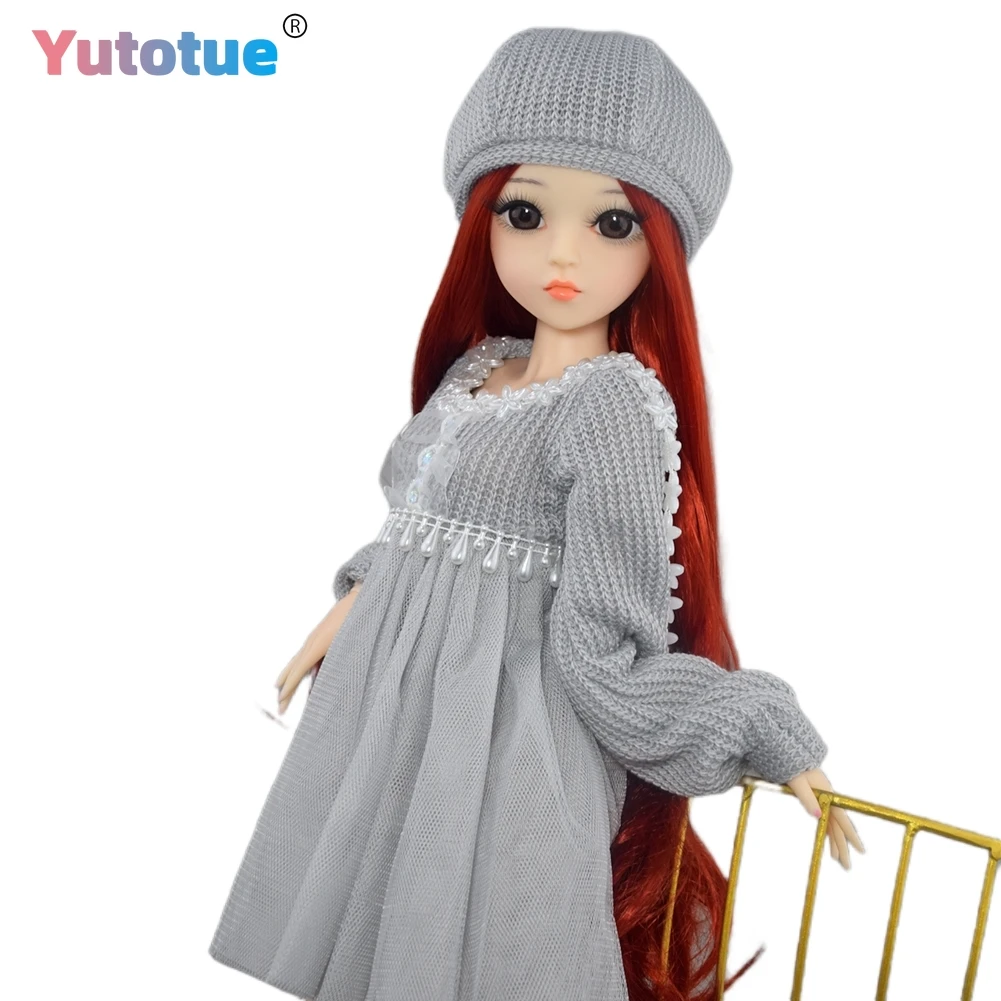 YUTOTUE 1/3 BJD Doll Toy 24 inch Large Girl Doll with Removable Fashion Clothes Suit Red Curly Wigs Lifelike