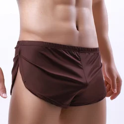Men's Boxers Silky Round Edged Sports Underwear Homewear Arrow Shorts Loose Sexy Men'S Three-Point Pants  U Convex Pouch Panties