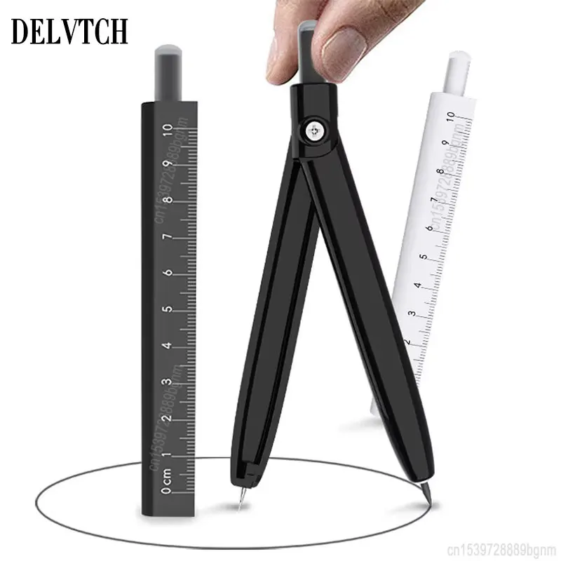 Creative Compass Ruler With Protection Shell 4 Pencil Lead For Art Design Drawing Office School Student Exam Drafting Stationery