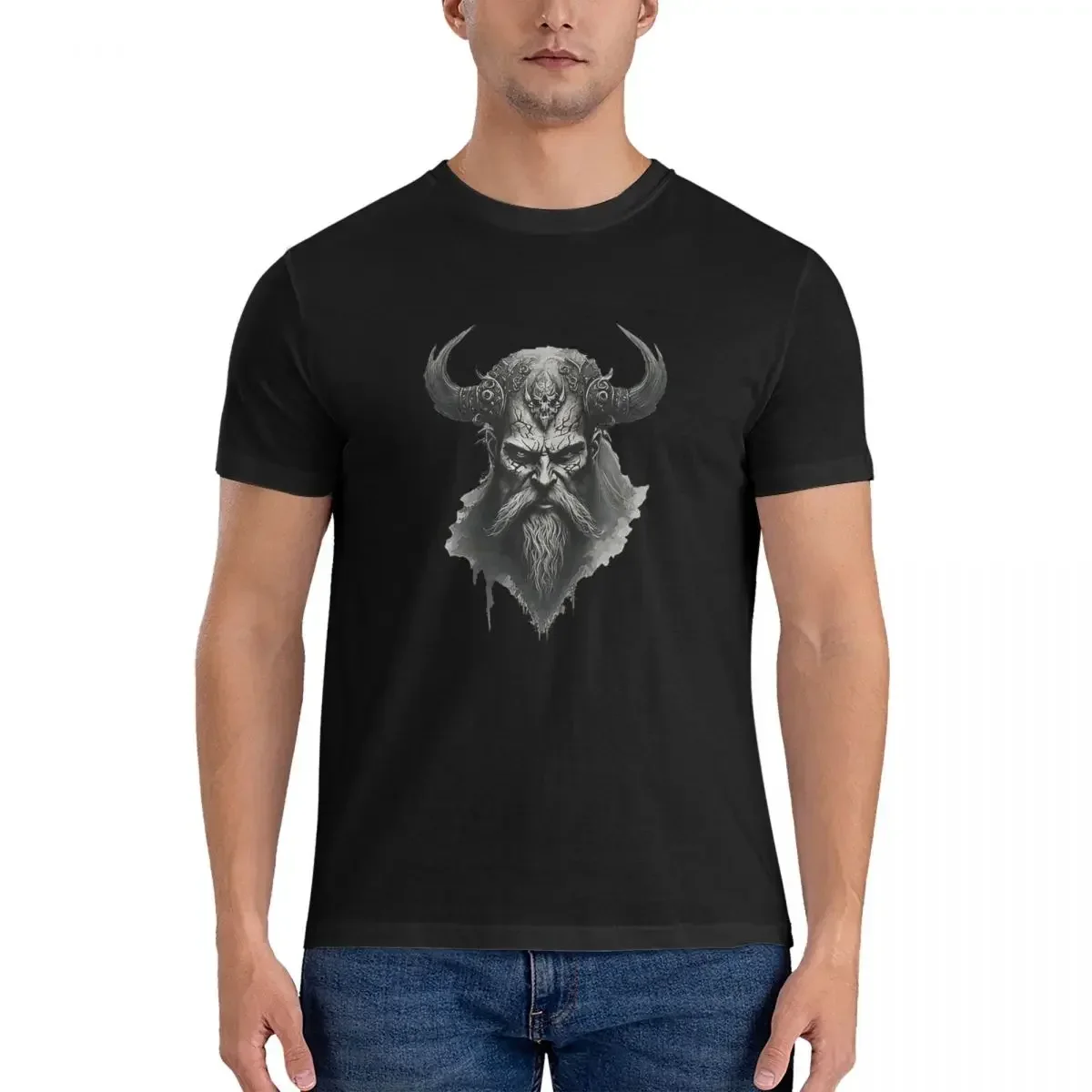 Warrior Viking God In Valhalla With Beard And Horns T-shirt Unisex Funny Oversized T Shirt Men Round Neck Summer Shirts Tops