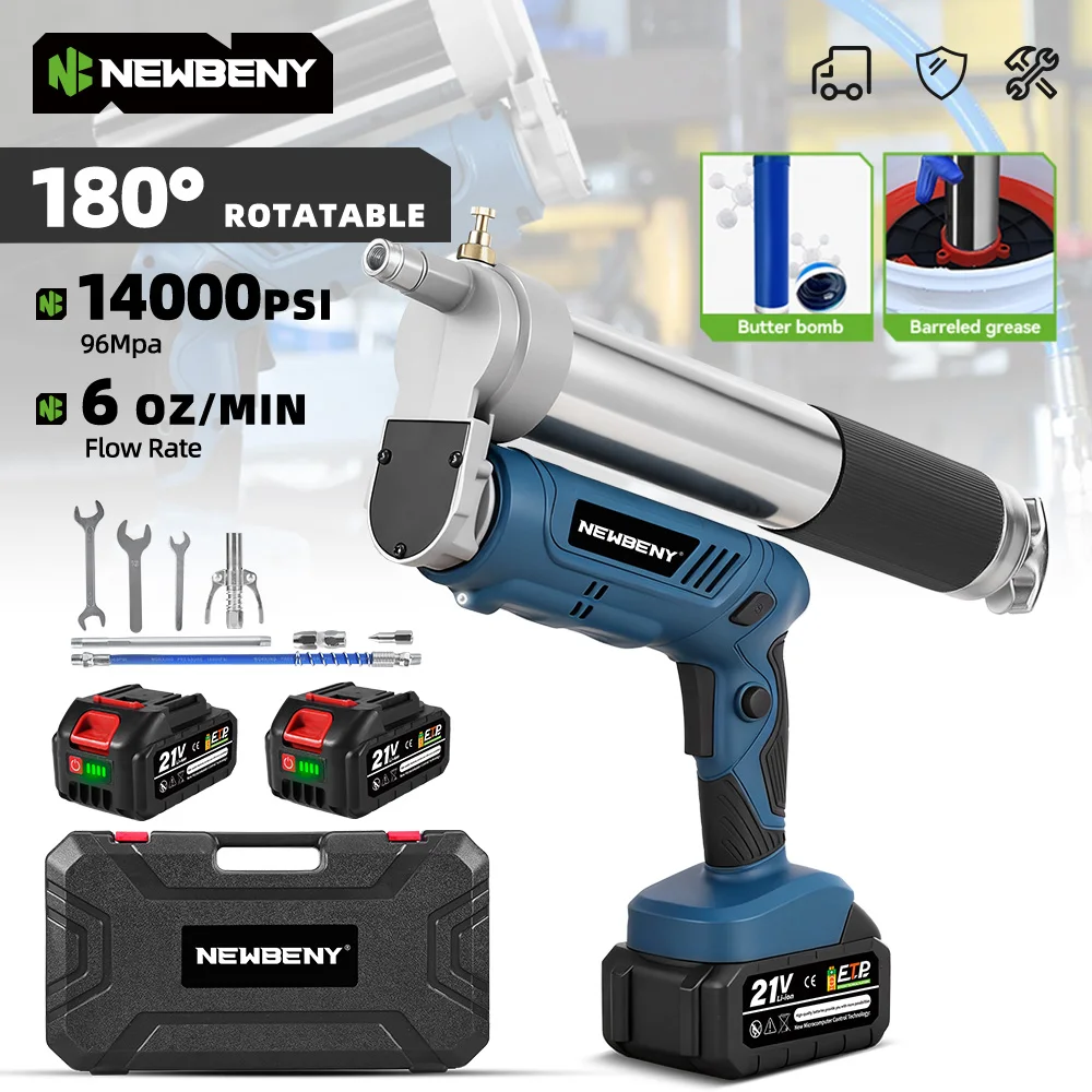 NewBeny 96Mpa 14000PSL Pistola per grasso elettrica Iniettore di olio Macchina per grasso Pistola per grasso elettrica Strumento hardware per Makita 21V Batteria Pin