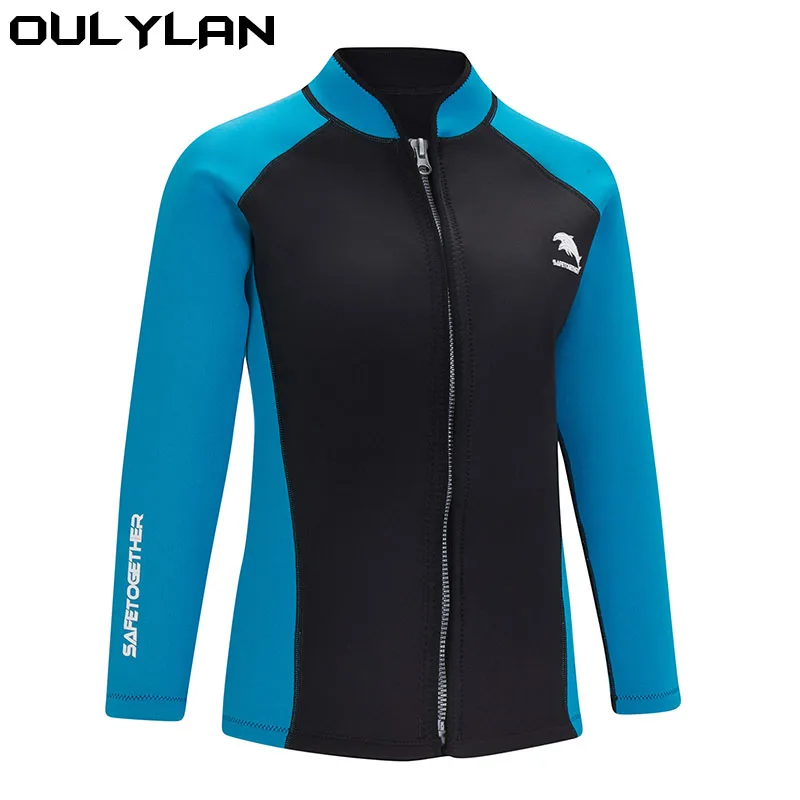 Oulylan  Wetsuit Lady 2mm Wetsuit Women's Split Long Sleeve Surf Snorkel Top Jacket Warm Water Sports Surf Diving Swimming Top