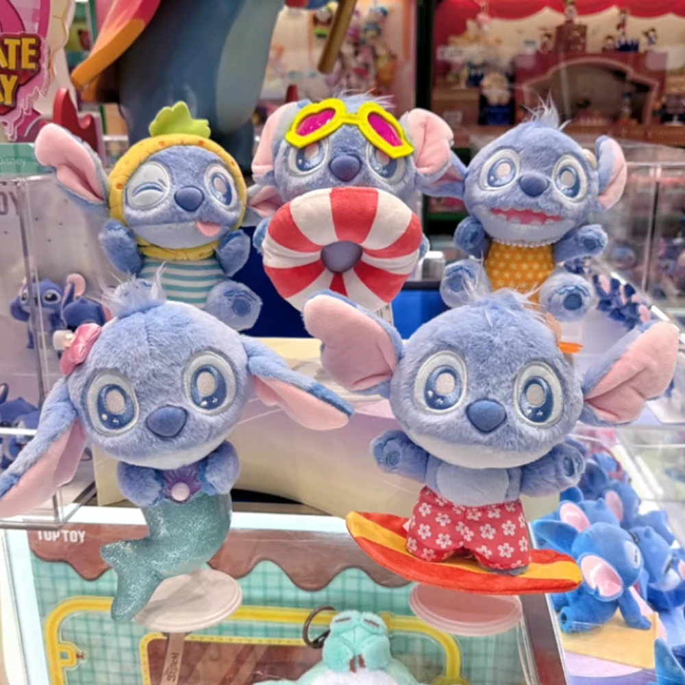 Disney Stitch Summer Beach Mystery Box Keychain Anime Doll Ornament Cute Surprise Bag Desktop Action Figure Kawaii Pendant Gifts