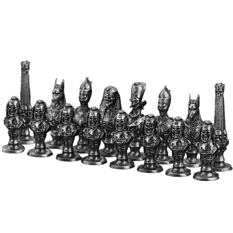 Solid Brass Metal Luxury Chess Pieces Set Ancient Egyptian Pharaoh Theme Vintage Desktop Decor for Men Gift Collection
