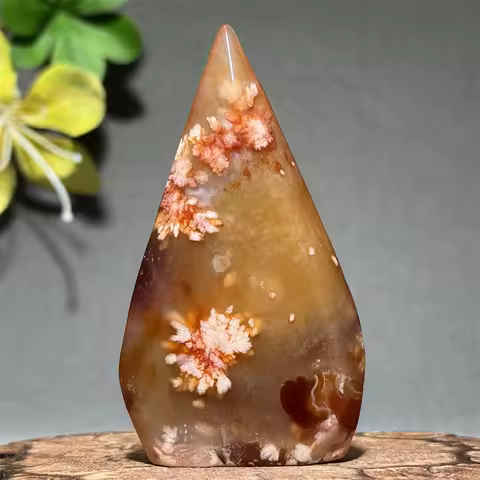 Natural Red Cherry Agate Mineral Quartz Free-Form Torch Home Feng Shui Decoration Reiki Spiritual Healing Meditation Prayer