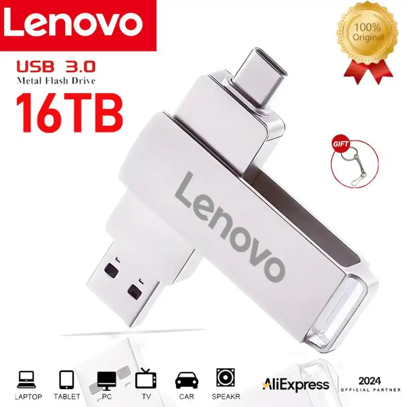 

Lenovo USB 3.0 Pendrive 16TB High Speed Flash Metal Pen Drive 8TB 4TB Portable Waterproof U Disk Stick Mini SSD Memoria Pen USB