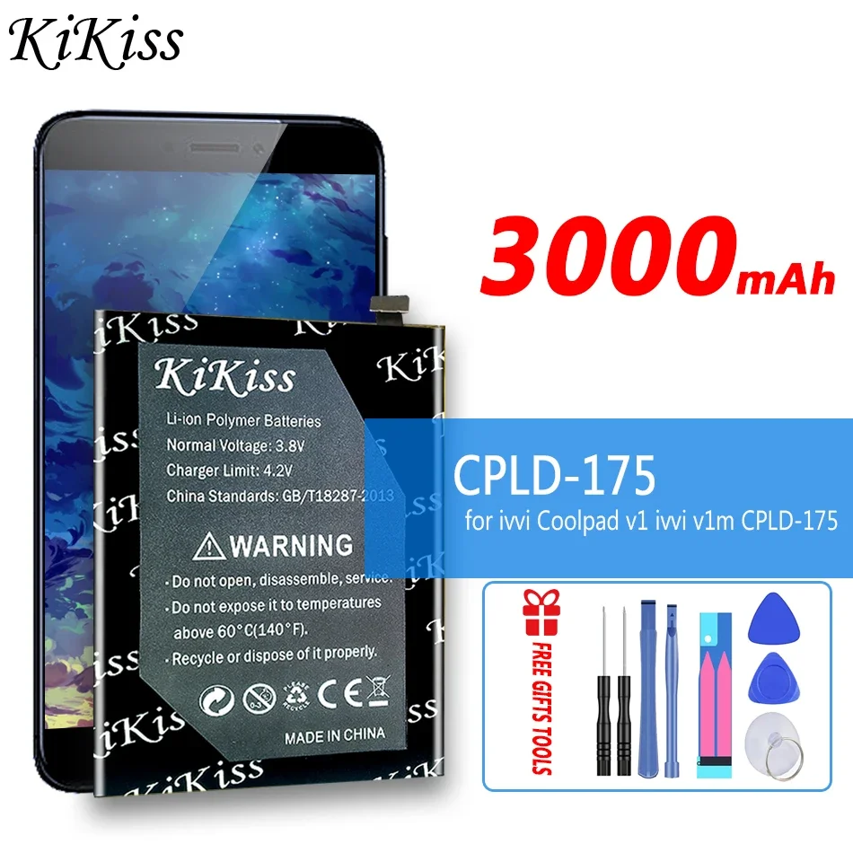 

KiKiss High Capacity Battery CPLD175 CPLD 175 3000mAh for ivvi Coolpad v1 ivvi v1m CPLD-175 Batteries