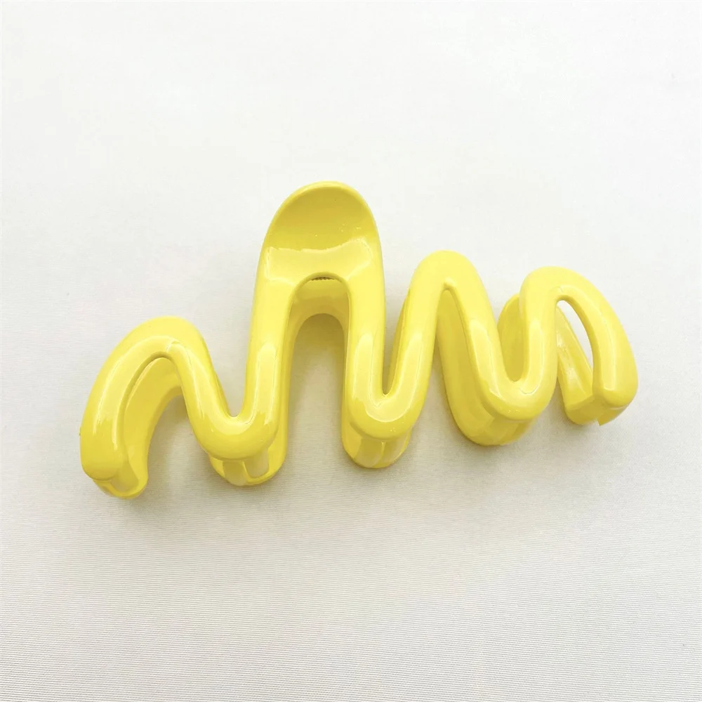 1Pc Cream Dopamine Colorful Wave Hair Claw Plate Hair Grab Clip Large Shark Clip Hairpin Sweet Hair Card Women Headwear