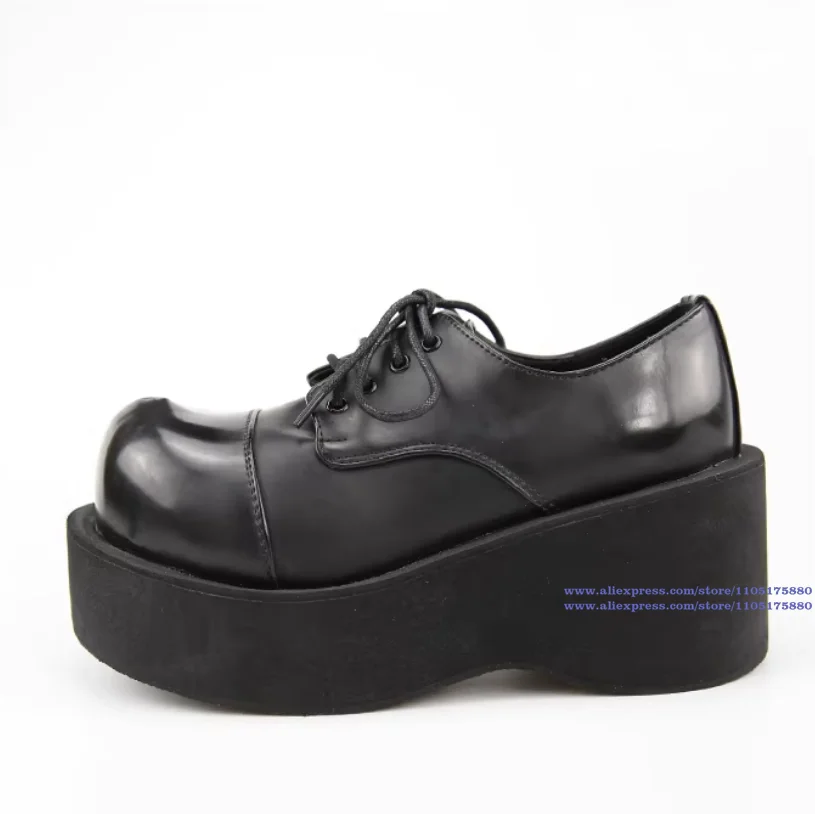 

Y2K Punk Style Chunky Platform Lace-Up Shoes Ladies Wedge Chunky Heels Loafers Single Shoes Newest Thick Soled Women's Shoes