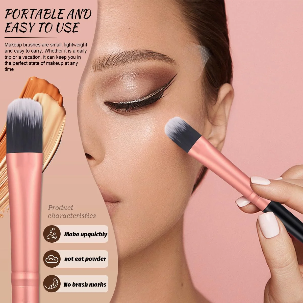 Set di pennelli per trucco professionale da 16 pezzi, ombretto sintetico premium, fondotinta modellante, impostazione per evidenziare, miscelazione di eyeliner in polvere