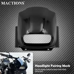 Motorcycle Light Black Headlight Fairing Cover ABS Headlamp Front Windscreen For Harley Softail Fat Bob FXFBS FXFB 2018-22 2023