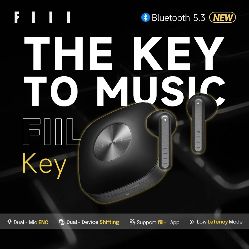 FIIL Key English Version Bluetooth 5.3 Wireless Headphones TWS Dual-Mic ENC Earbuds Low Latency Mode Earphones