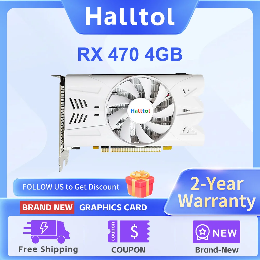 

Halltol Graphics Cards AMD Radeon RX470 4G GDDR5 256bit Video Card HDMI+DP+DVI For Desktop Gaming Computer Components GPU RX 470