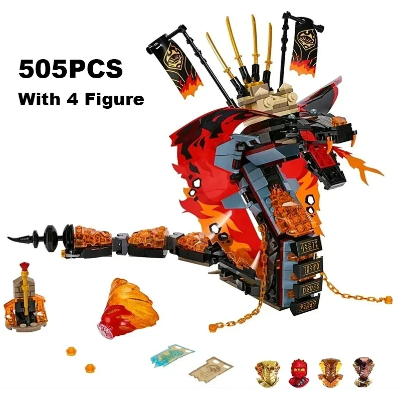 505PCS Fire Fang Spinjitzu Snake Building Blocks fit 70674 Bricks Classic Movie Model Toys For Kids Gifts