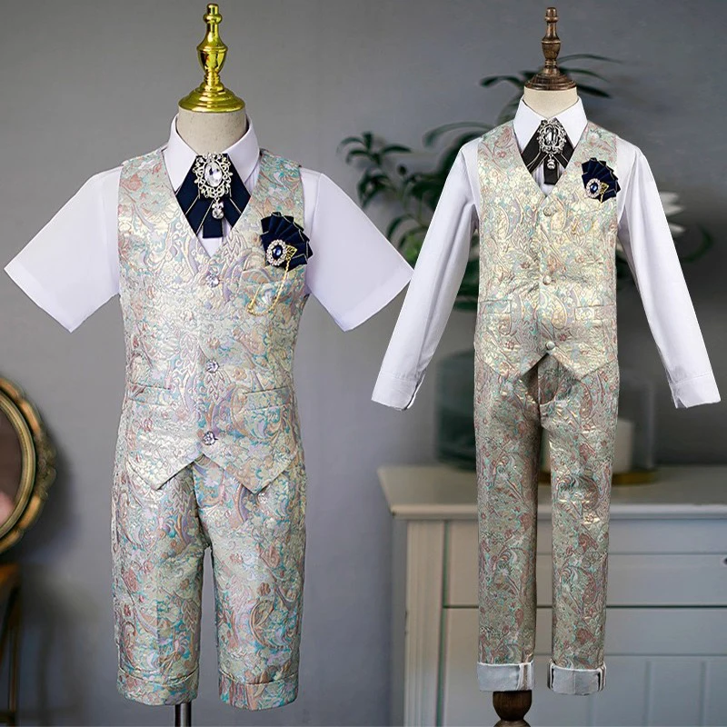 

Boys' Floral Jacquard Suit Set Elegant Suit 3-16 Years Kids Formal Occasion Suit for Wedding Birthday Party Suit Set