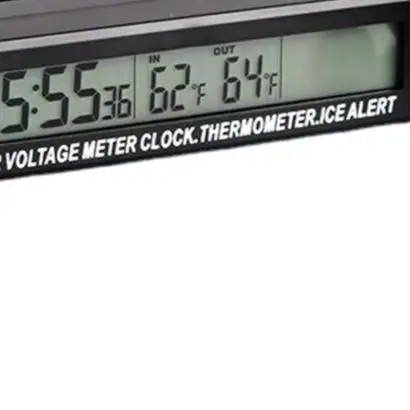 LED Car Clock with Dual Temperature Detection and Battery Voltage Monitoring for 12V 24V Vehicles Featuring 12/24 Hour Format