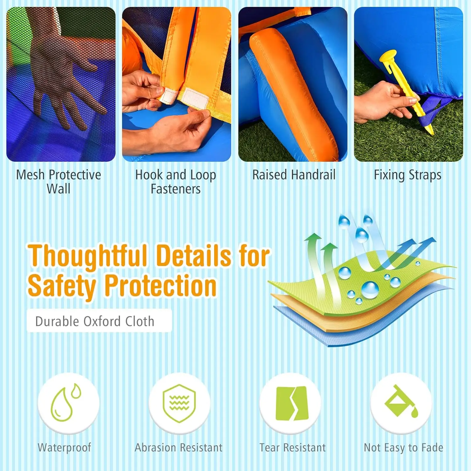 Casa inflável do salto, casa inflável da criança para diversão familiar interna ao ar livre da festa com corrediça, pano oxford, criança portátil min