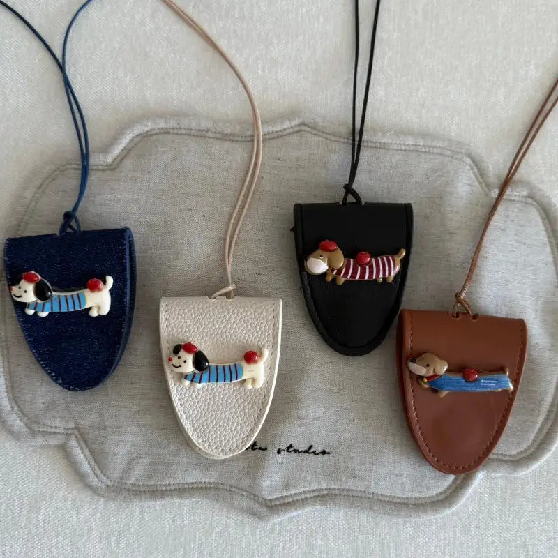 لطيف جرو المحمولة معلقة الرقبة نظارات حقيبة التخزين بو الجلود السفر النظارات الشمسية مشبك مغناطيسي اكسسوارات هدية للرجال والنساء #6