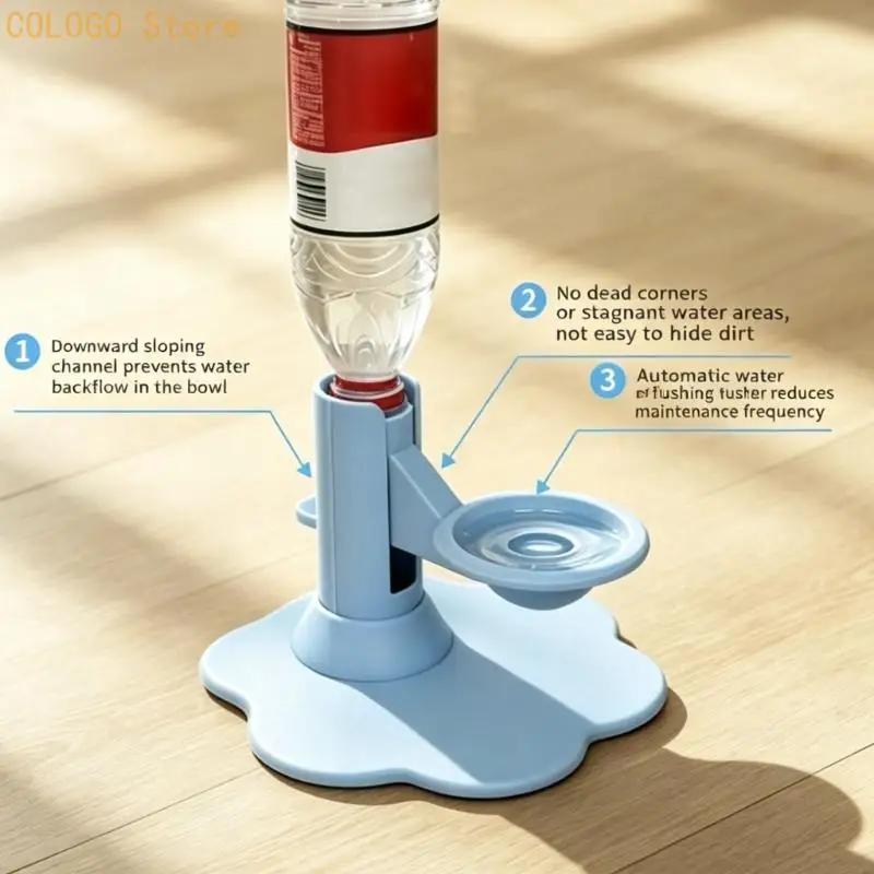ABS Pet Water Station for Felines and Small Dogs, 650cc Auto-Supply Bowl, Variable Base, Bottle Form, Indoor Use D0LD