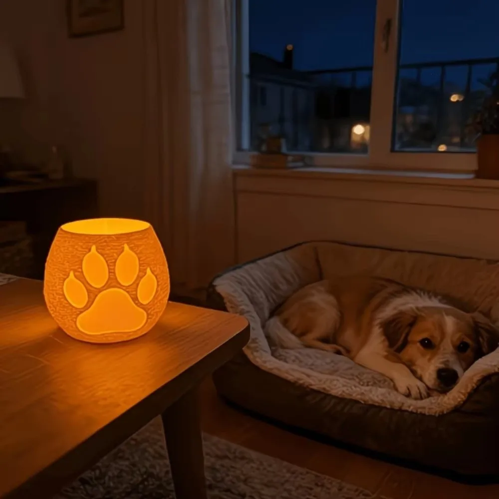 Plant Container Cute Dog Paw Candle Stand Plastic Decorative 3D Printed Candlestick Creative Desktop Storage Box Birthday Gift